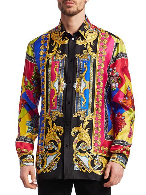 blue and pink versace shirt